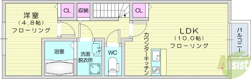 仙台市太白区八木山本町のアパートの間取り