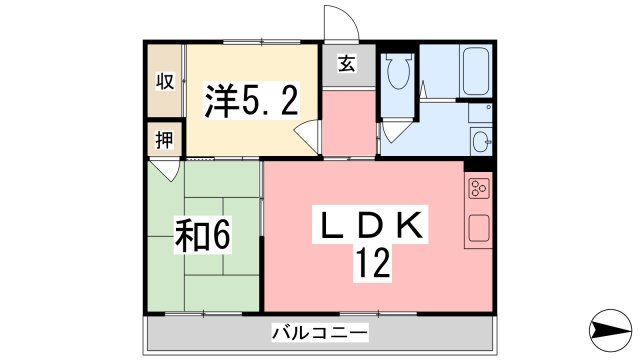 姫路市白浜町宇佐崎北のマンションの間取り