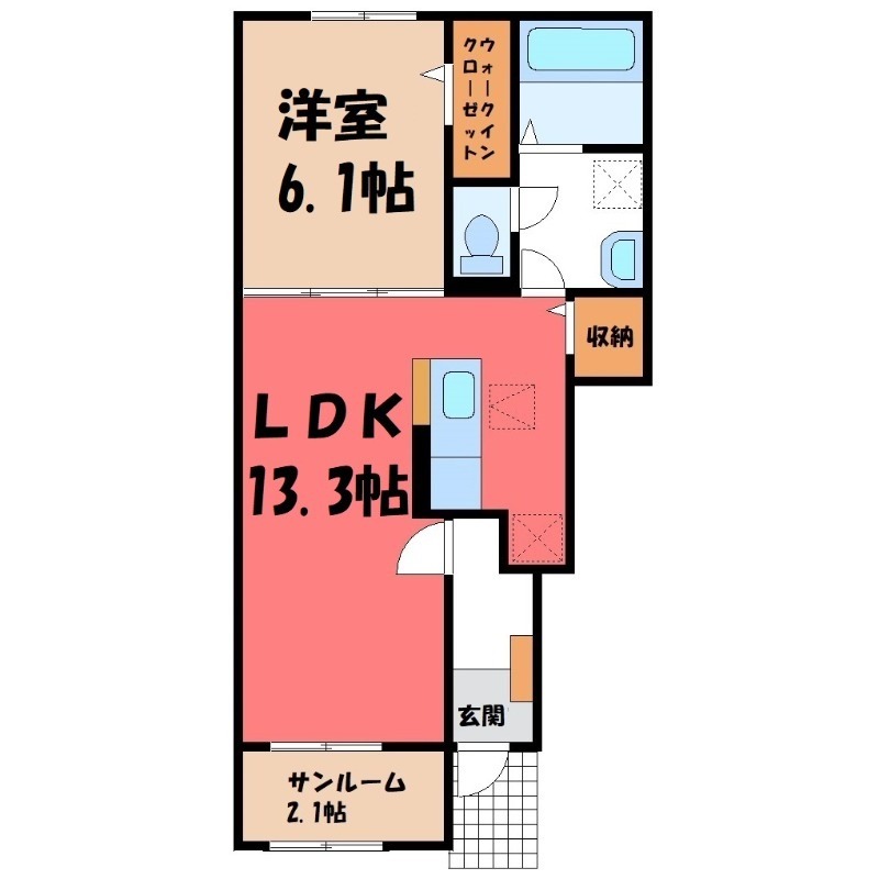 小山市大字粟宮のアパートの間取り