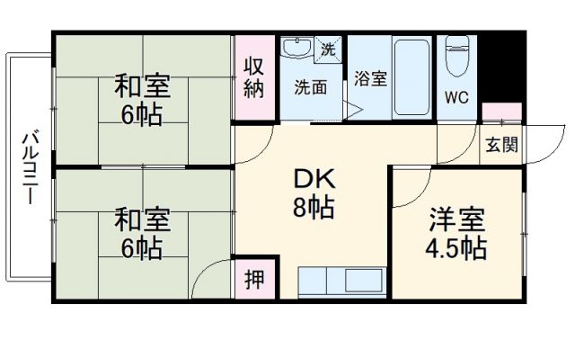 横須賀市大矢部のマンションの間取り