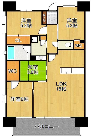 北九州市戸畑区一枝のマンションの間取り