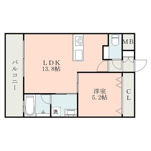 熊本市中央区迎町のマンションの間取り