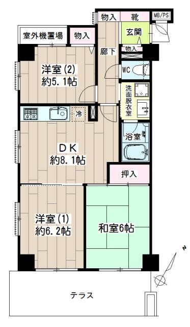 横浜市鶴見区上末吉のマンションの間取り