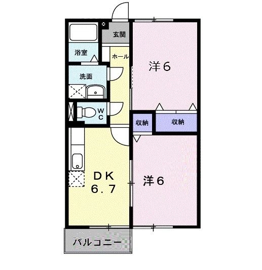 宇土市岩古曽町のアパートの間取り