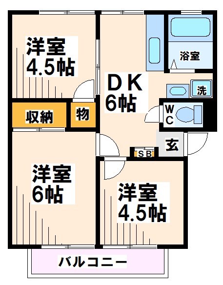 府中市白糸台のアパートの間取り