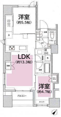 中央区築地のマンションの間取り