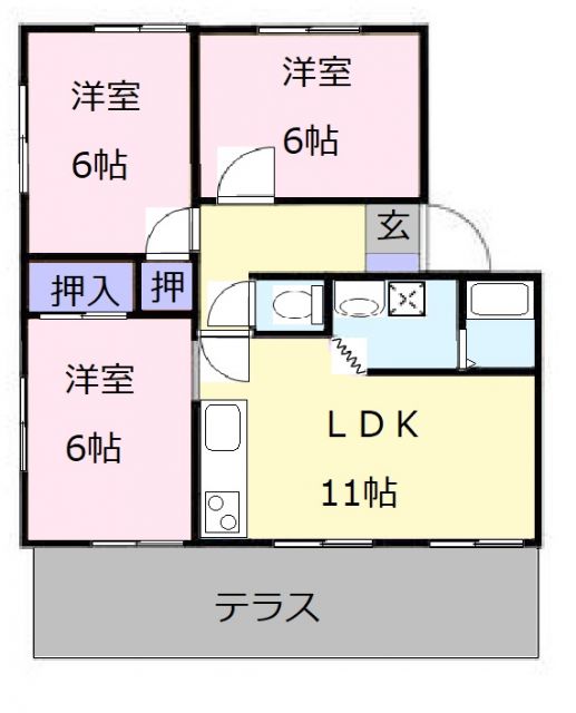 津市北丸之内のアパートの間取り