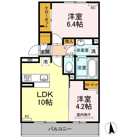 D-room八景水谷の間取り