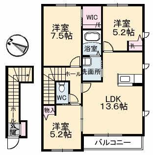 メゾンRYOSEN 　II　D棟の間取り