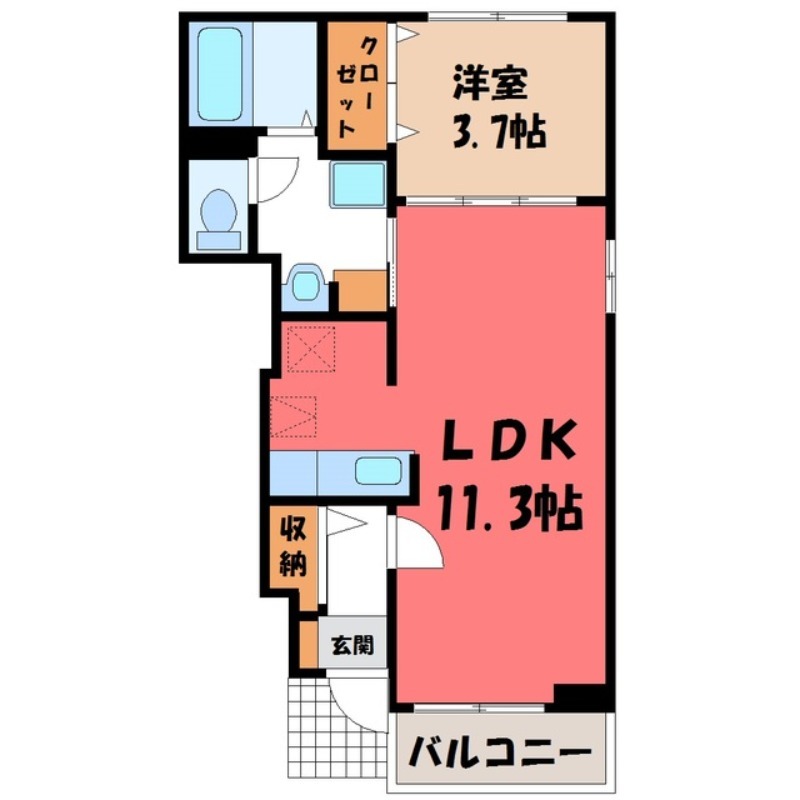 河内郡上三川町大字上三川のアパートの間取り