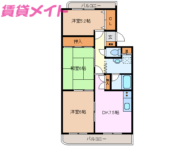 亀山市長明寺町のマンションの間取り