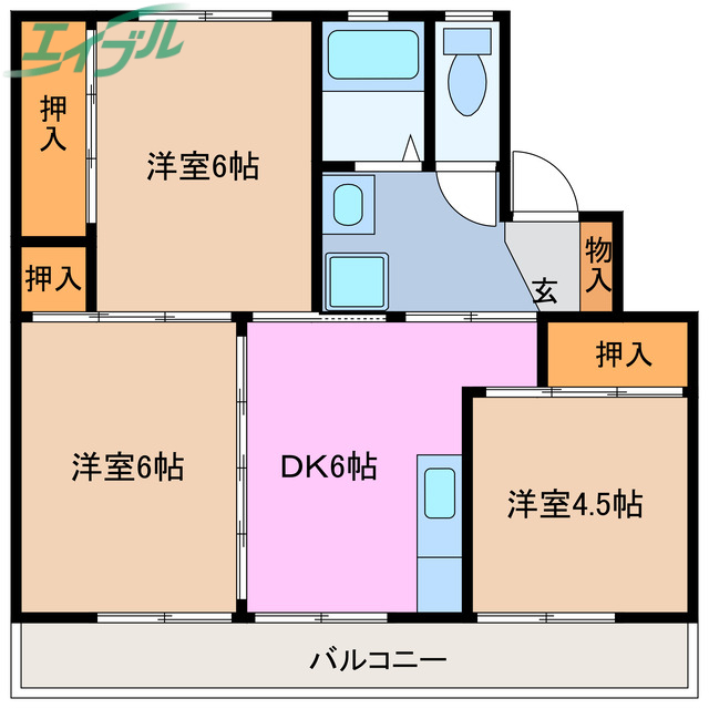 ビレッジハウス伊勢南部2号棟の間取り