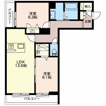 豊橋市牟呂公文町のマンションの間取り