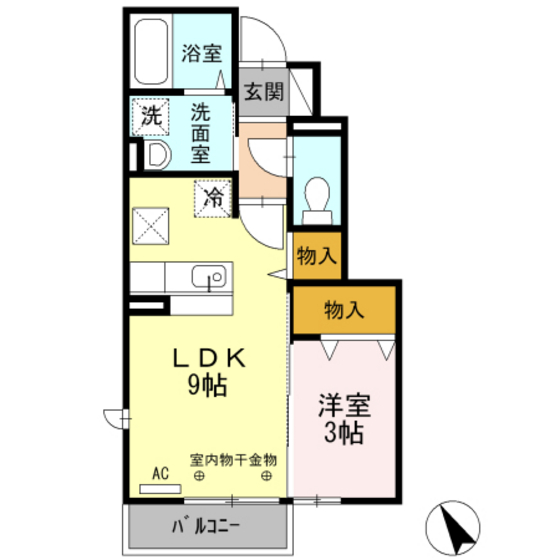 盛岡市茶畑のアパートの間取り