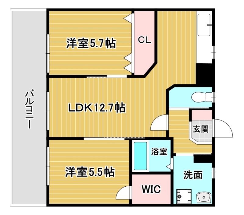 【北九州市小倉北区砂津のマンションの間取り】