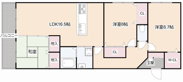 高槻市古曽部町のアパートの間取り