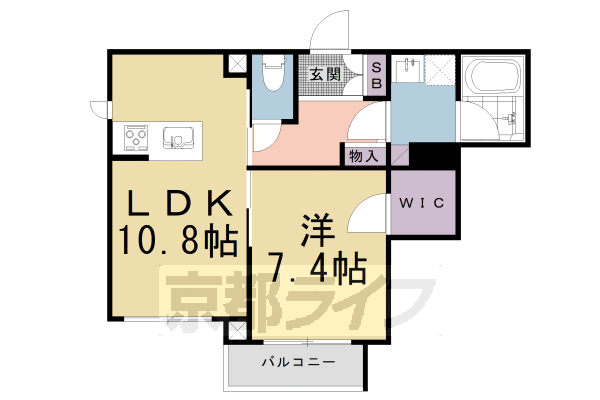 京都市北区上賀茂松本町のマンションの間取り