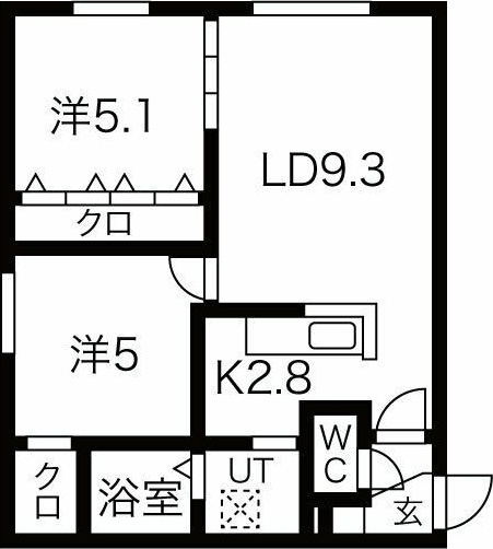 札幌市北区北二十七条西のマンションの間取り