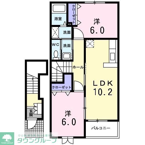 吉川市大字平沼のアパートの間取り