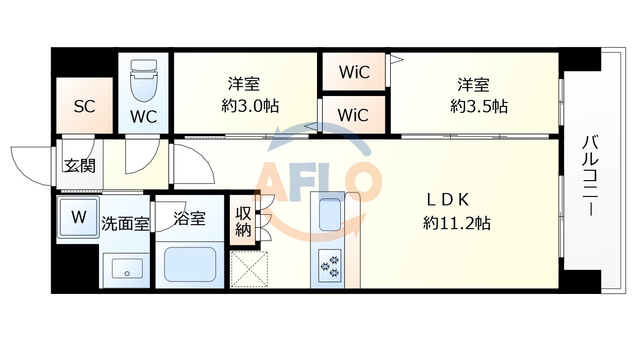 アーバネックス中崎町IIの間取り