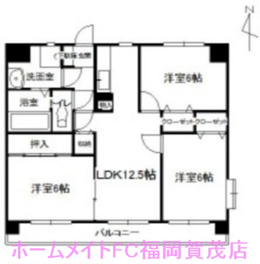 地下鉄七隈線 賀茂駅 徒歩3分 3階建 築32年の間取り写真