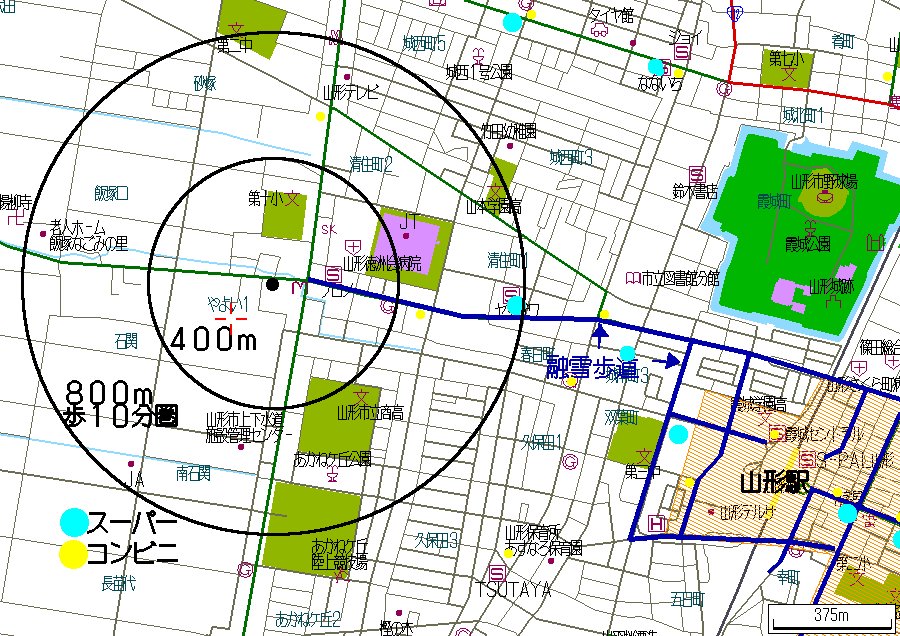 ショッピングセンター　タケダスポーツ山形清住町店　徒歩3分（ショッピングセンター）まで180m