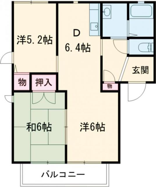 前橋市天川大島町のアパートの間取り