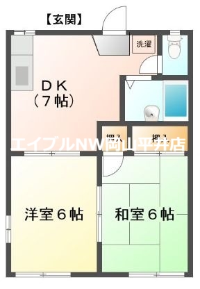 玉野市迫間のアパートの間取り