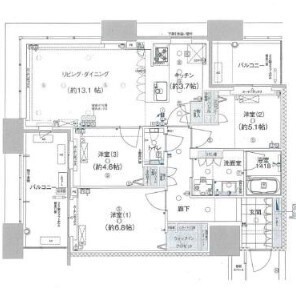 福岡市東区香椎照葉のマンションの間取り