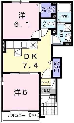 広島市安佐北区白木町大字井原のアパートの間取り