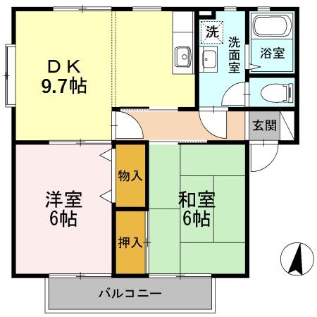 福山市新浜町のアパートの間取り