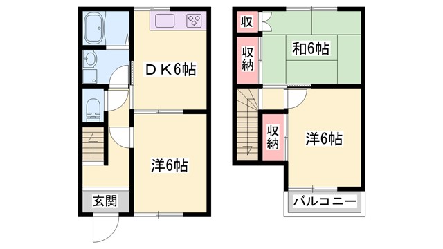 加古川市野口町長砂のアパートの間取り