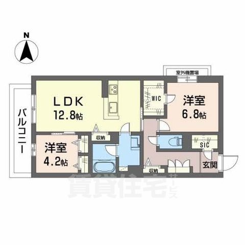 箕面市小野原西のアパートの間取り