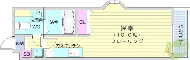 仙台市青葉区大町のマンションの間取り