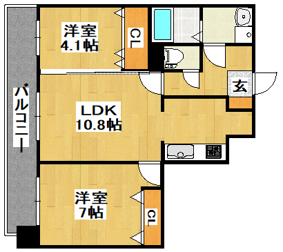 熊本市中央区本荘のマンションの間取り