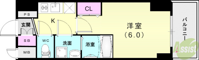 【神戸市兵庫区西上橘通のマンションの間取り】