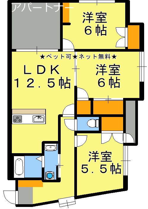 鹿児島市平之町のマンションの間取り