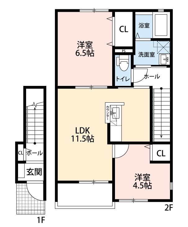 京都郡苅田町大字尾倉のアパートの間取り