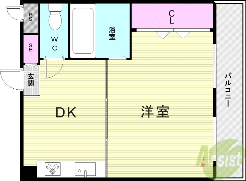 【神戸市灘区八幡町のマンションの間取り】