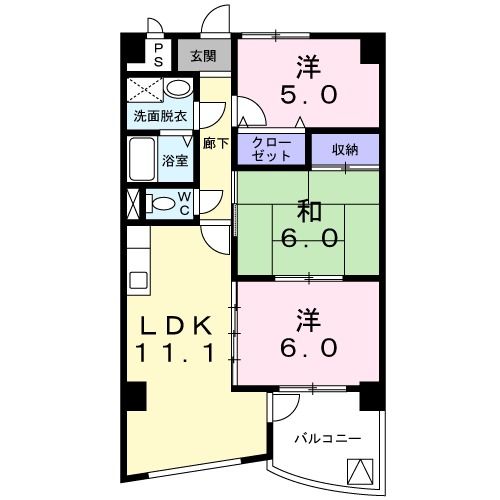 岡崎市柱曙のマンションの間取り