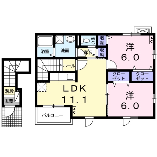 長浜市高月町柏原のアパートの間取り