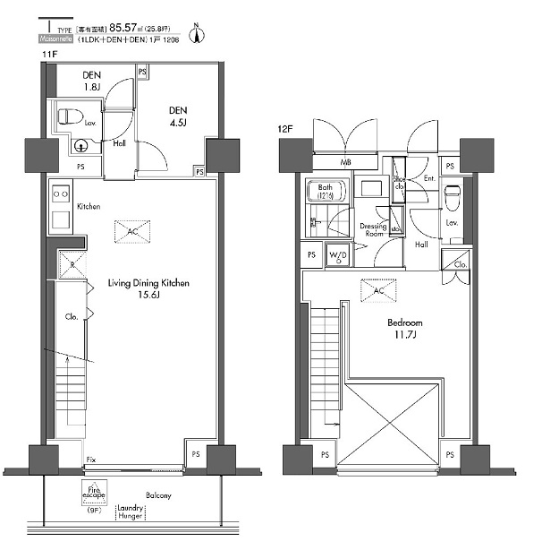 港区東新橋のマンションの間取り