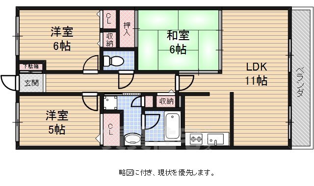 堺市堺区山本町のマンションの間取り