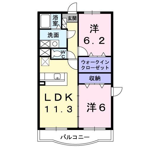 伊勢市小俣町湯田のマンションの間取り