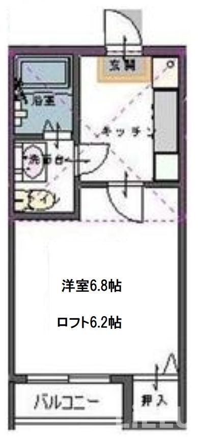 仙台市青葉区旭ケ丘のアパートの間取り