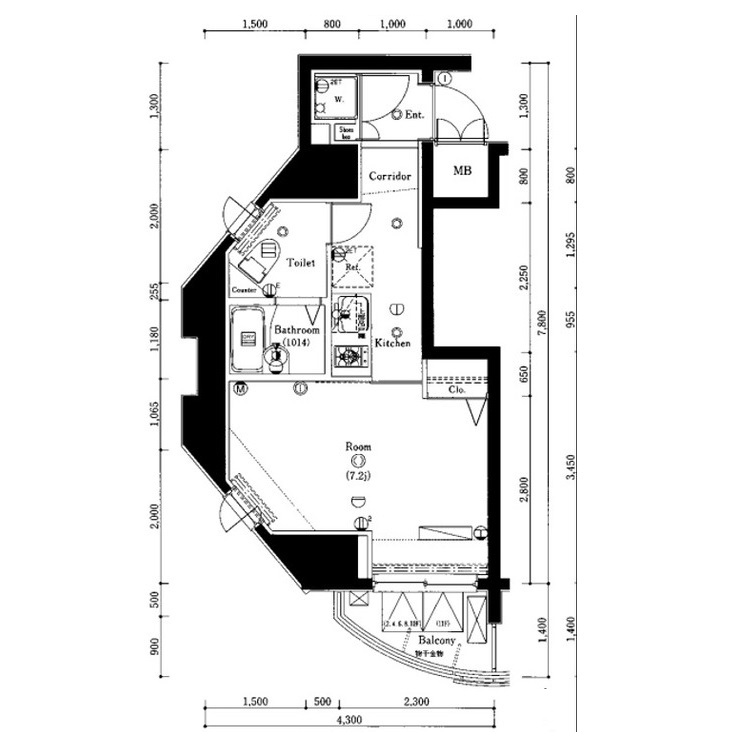 港区芝のマンションの間取り