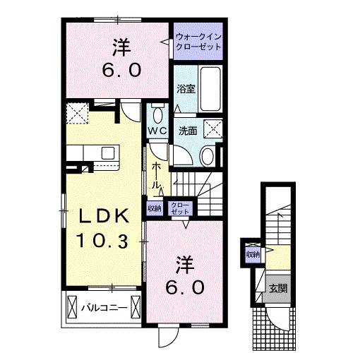 【姫路市網干区津市場のアパートの間取り】