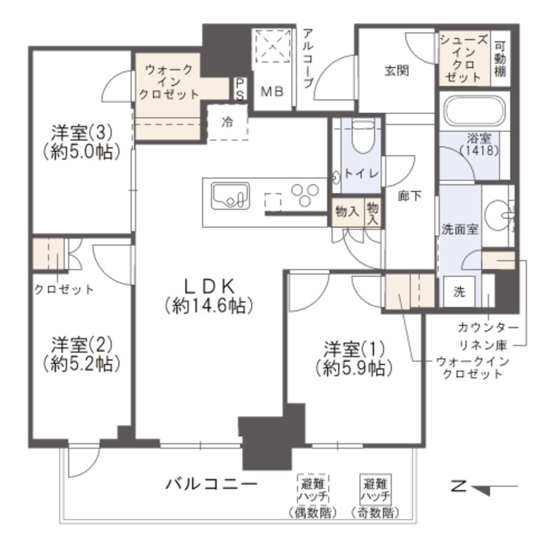 シエリアタワー大阪堀江の間取り