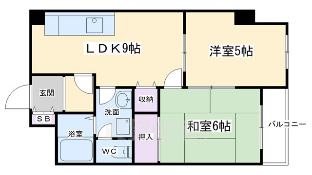 京都市右京区西院西三蔵町のマンションの間取り