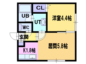 札幌市清田区清田三条のアパートの間取り